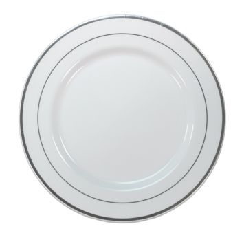 10 assiettes de luxe réutilisables avec bordure en plastique - Diamètre 19 cm - Couleur au choix