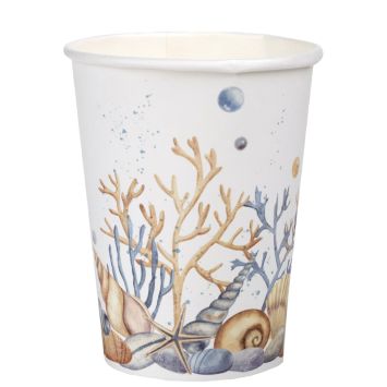 10 gobelets en carton - 270 ml - Collection Coquillage