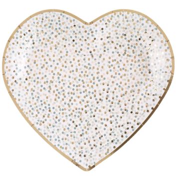 10 assiettes en carton en forme de cœur FSC® - 22,5 x 20 cm - Collection Girl & Boy - Couleur au choix