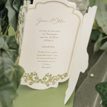 5 invitations / cartes de vœux avec enveloppes - 11 x 17,5 cm - Collection Botanica Verde