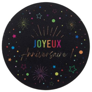 10 décorations en bois "Joyeux Anniversaire" à parsemer - Diamètre 5 cm - Collection Festicolor - Couleur au choix