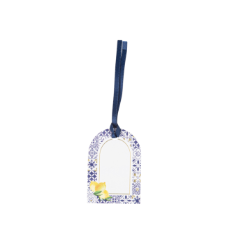 Étiquettes Dolce Vita bleu roi, blanc & or avec ruban | jourdefete.com