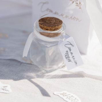 10 étiquettes "Communion" FSC® - 5 x 2 cm - Collection Communion Blanc et Or
