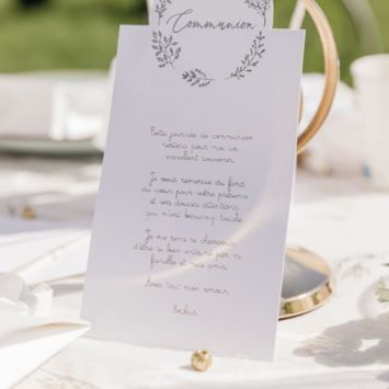 10 invitations / cartes de vœux avec enveloppes FSC® - 10 x 20 cm - Collection Communion Blanc et Or