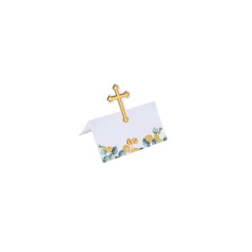 marque-places-communion-bapteme-croix-eucalyptus-decoration-table | jourdefete.com