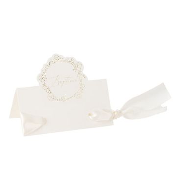 De jolis marque-places pour accompagner votre événement avec la collection Baptême Crème et Or | jourdefete.com