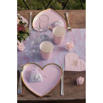 10 serviettes en forme de cœur Rose & Or - Collection BB