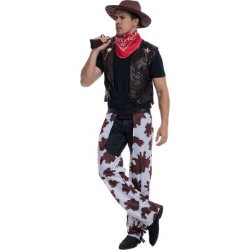 Costume de cow-boy rodéo pour homme avec chapeau et foulard rouge | jourdefete.com