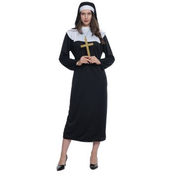 Femme déguisée en bonne sœur avec cornette | jourdefete.com