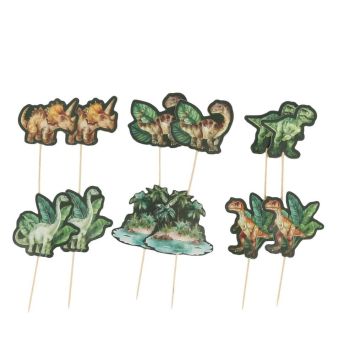 12 pics en bois - 9,5 cm - Collection Dinosaures