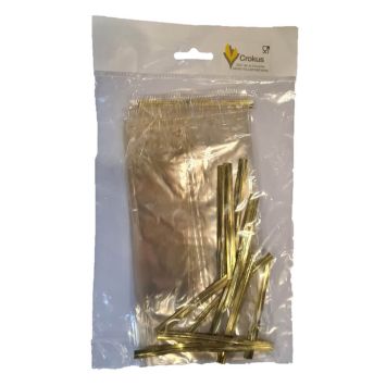 12 sachets plats neutres en cellophane avec liens twist or de 22 cm | jourdefete.com