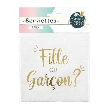 Un lot de 10 serviettes pour la table de la Gender Reveal | jourdefete.com