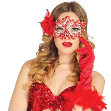 Loup rouge avec Rose rouge