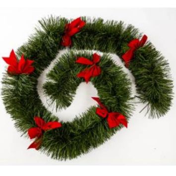 Guirlande Boa XXL - Effet Branche de Sapin avec Nœuds Rouges