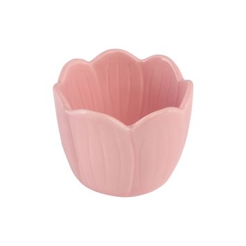Pot en forme de fleur en céramique - 9 x 7 cm - Couleur au choix