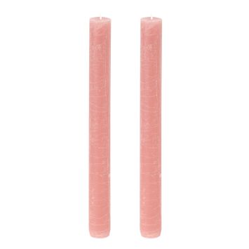 Lot de 2 bougies flambeaux rustiques rose pour décoration de mariage, baptême et communion | jourdefete.com