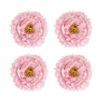 4 têtes de pivoine en polyester - 9 x 4 cm - Couleur au choix