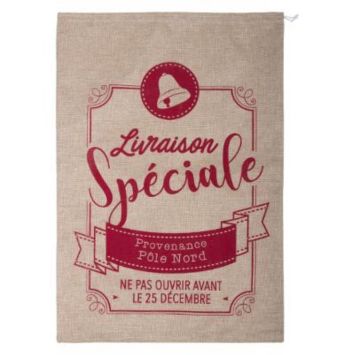 Hotte à cadeaux du Père Noël en Jute "Provenance Pôle Nord"