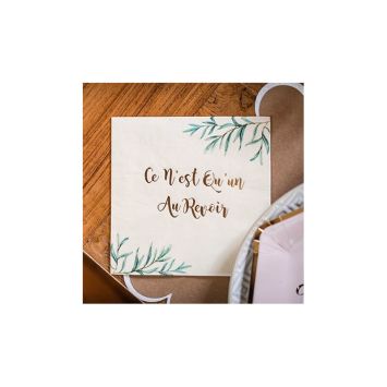 16 Serviettes en papier Retraite Party - Beige, Or & Feuilles d'Olivier