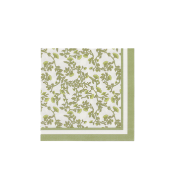 Serviettes Botanica Verde 32x32 cm crème et pistache | jourdefete.com