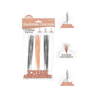 Guirlande Cascade d'Anniversaire "Joyeux Anniversaire" - Cuivré et Argenté