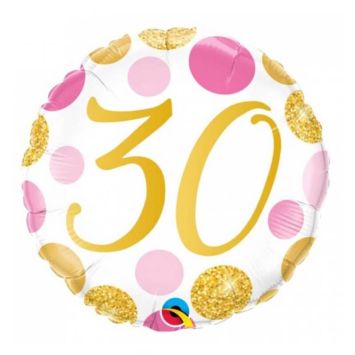 Ballon metallise 46 cm ⌀ - 30 ans - ballon rond geant a gonfler a l'helium | jourdefete.com