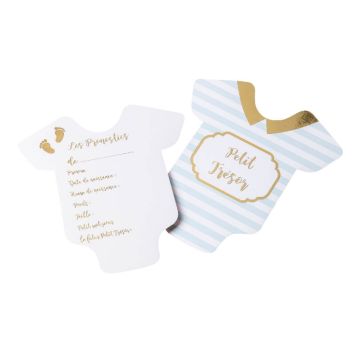 10 cartes de pronostics en forme de body - 16 cm - Collection Petite Merveille & Petit Trésor - Modèle au choix