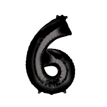 Méga Ballon Hélium - Chiffre 6 - Noir
