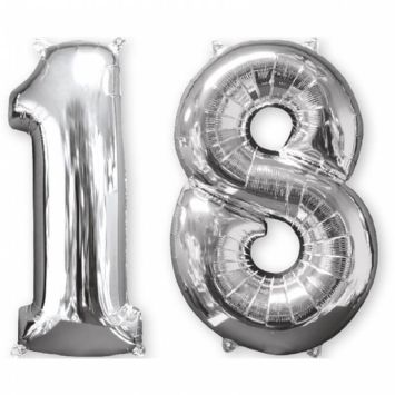 Ballons Hélium - 18 ans - Argenté