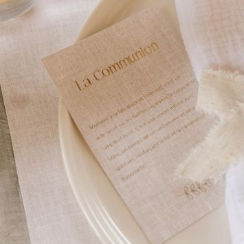 10 cartes "La Communion" en papier - 9 x 13,5 cm - Collection Communion Effet Lin et Or