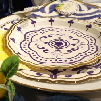 8 assiettes en carton - Diamètre 18 cm - Collection Dolce Vita