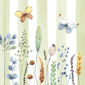 20 serviettes cocktail en papier - 25 x 25 cm - Atelier "Fleurs et Rayures"