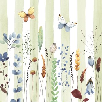 20 serviettes en papier - 33 x 33 cm - Atelier "Fleurs et Rayures"