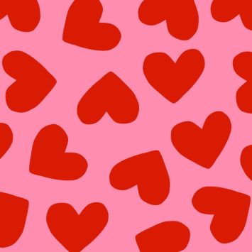 Serviettes en papier roses à motifs cœurs rouges | jourdefete.com