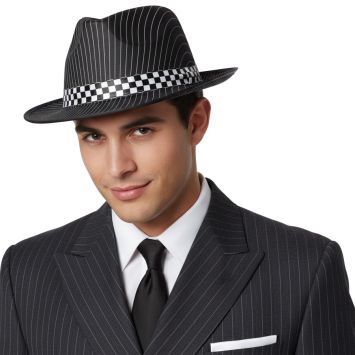 Chapeau Borsalino de Gangster noir à rayures blanches