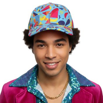 Casquette années 80 colorée avec motifs géométriques rétro | jourdefete.com