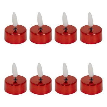 Bougies LED chauffe-plat métallisées rouge x8 pour table de Noël | jourdefete.com