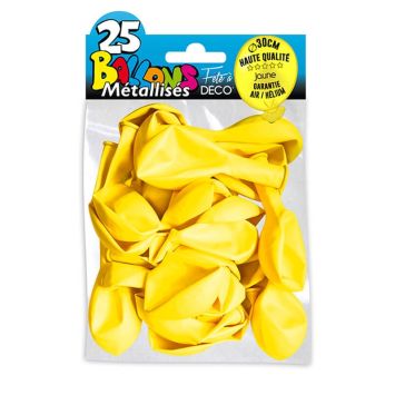 25 Ballons de baudruche métallisés - Jaune