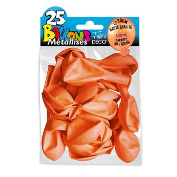 25 Ballons de baudruche métallisés - Orange