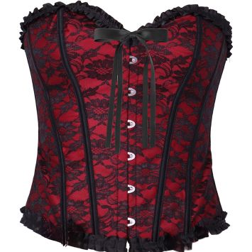 Corset bordeaux à lacets pour femme - Taille au choix