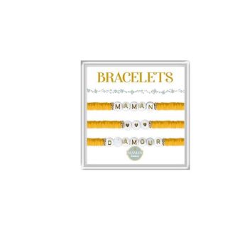3 Bracelets perles Heishi - Maman d'Amour - Couleur au choix