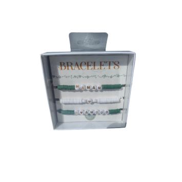 3 Bracelets perles Heishi - Maman d'Amour - Couleur au choix