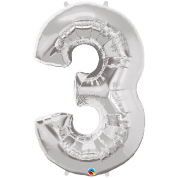 Ballon à Hélium - Chiffre 3 - Argent