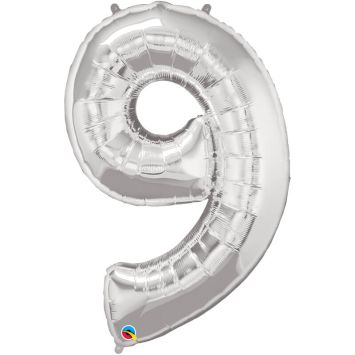 Ballon à Hélium - Chiffre 9 - Argent