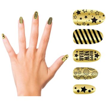 12 faux ongles du réveillon du Nouvel An avec adhésif - Modèle au choix
