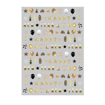 Stickers du réveillon du Nouvel An pour ongles - 10 x 7 cm - Modèle au choix