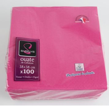 100 Serviettes Ouate de Cellulose - Framboise