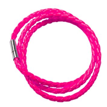 Bracelet tressé fluo - Rose