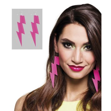 Boucles d'oreilles disco flash rose fluo