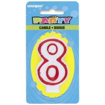 Bougie d'Anniversaire Chiffre 8 - Blanc et Rouge